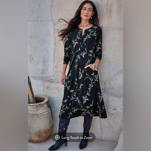 J. Jill Women's Pure Jill Dark Gray/Green Multi Stretch Knit Midi Dress M